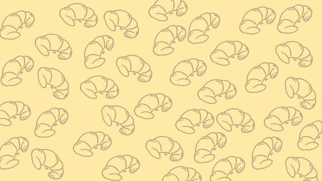 Hand drawn croissant line doodle seamless pattern, playful bakery illustration repeat design ideal for menus, packaging, textiles, and cafe branding.
