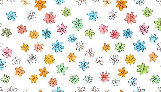 Colorful flower pattern on white