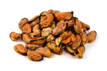 Cooked Mussels, isolated on white background