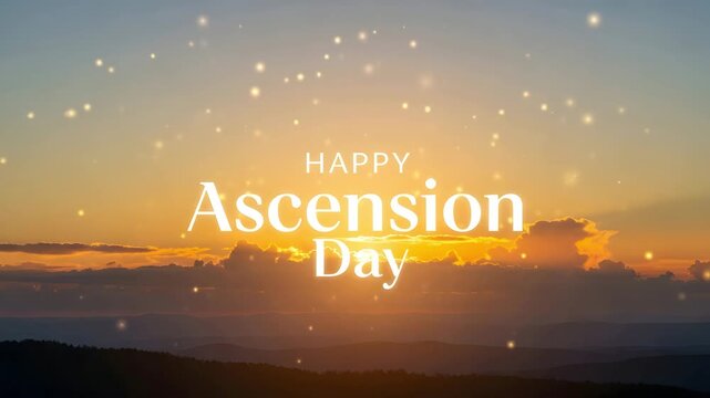Happy ascension day wishes sunrise background sky with stars and clouds 4K Ai HD high quality video.