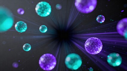 Fototapeta premium Professional high resolution image featuring orbs, purple, teal, glowing, radiant, futuristic, vibrant concept scene with natural lighting, detailed composition, modern commercial visual style suitabl