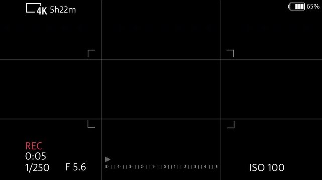 Camera Viewfinder Overlay HUD | 4K Recording Frame, REC Indicator, Battery, ISO, Shutter Speed Camera Interface for Video Editing, Filmmaking Screen Display, Cinematic Camera UI