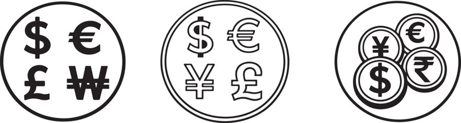 Obraz premium World money exchange concept with major currency signs and financial coin elements