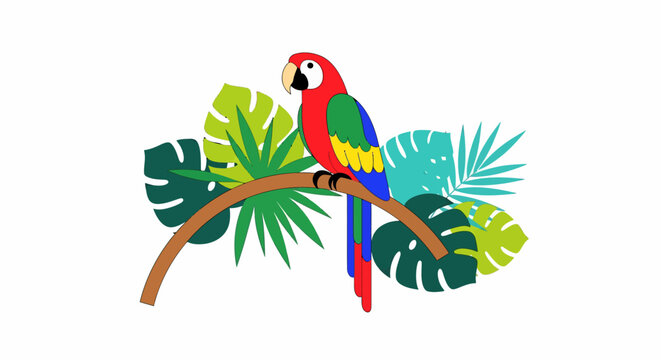 Colorful Parrot on Branch.
