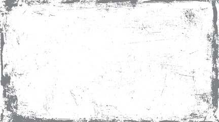 Fototapeta premium Gray distressed grunge border with scattered speckles and scratches on white background texture