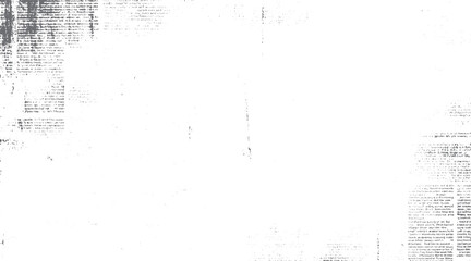 Fototapeta premium Faded grey text on white background. Distressed newspaper print with scattered dots and smudges