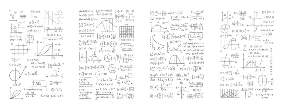 Hand drawn mathematical equations and graphs on white background mathematics formula 1