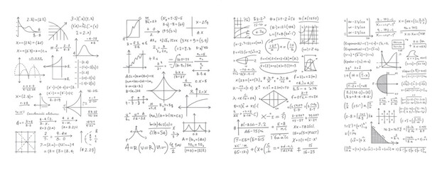 Fototapeta premium Handwritten mathematical equations and graphs on a white background mathematics science