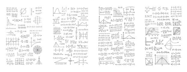 Fototapeta premium Hand drawn mathematical equations graphs and diagrams on white background mathematics formula 1