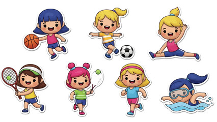 Children engaging in various sports activities with friends outdoors