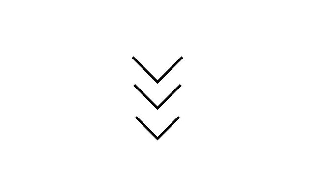 Looping animation of the down arrow icon. Mouse cursor scrolling.