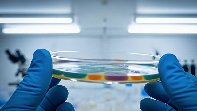 Close Up Scientist Studying Bacteria Colonies in Laboratory