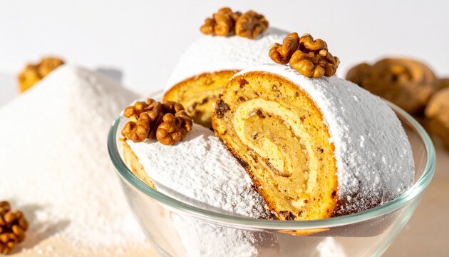 Roti gulung dibalut gula bubuk 