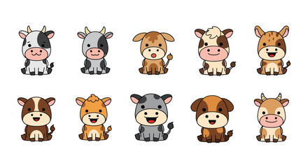 Cartoon cows illustration set