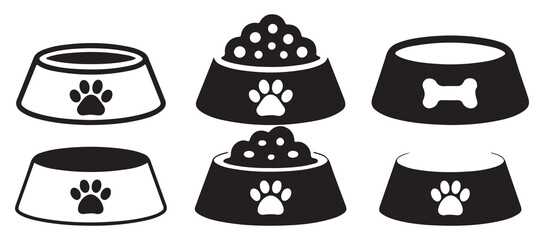 Dog food bowl with paw print and kibble icons, animal feeding. vector illustration eps 10 © MdSamsul
