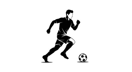 Obraz premium Silhouette of a soccer player running with ball.