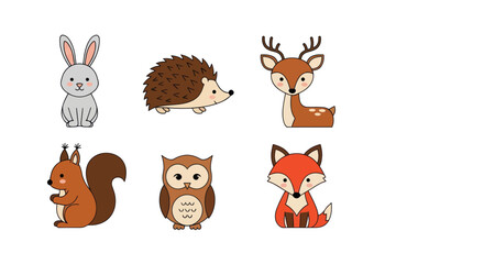 Fototapeta premium Cartoon forest animals illustration