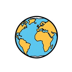 Fototapeta premium Hand-drawn ink illustration of Earth with continents and oceans in minimalist style