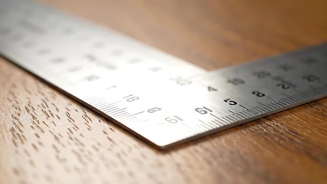 Brushed Stainless Steel L-Square Ruler on Oak Workbench