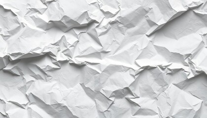 Obraz premium Close-up of crumpled white paper texture, showing deep creases and shadows, distressed, minimal