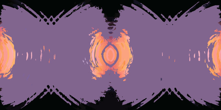 Abstract symmetrical pattern with orange and purple hues digitally manipulated