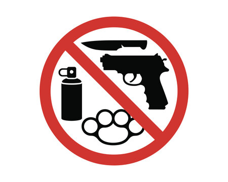 No Weapons Warning Symbol for Restricted Areas