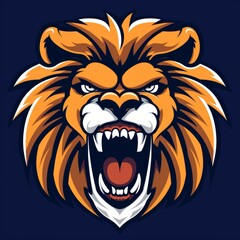 Obraz premium Fierce and angry cartoon lion mascot, illustration of a strong character
