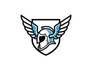 Obraz premium Winged Warrior Helmet Shield Emblem Logo.