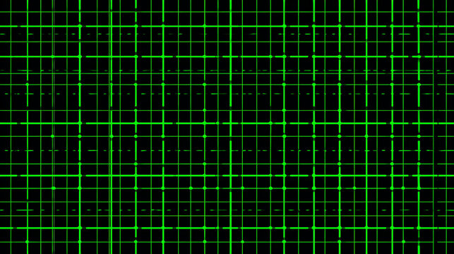 Green grid pattern on black background with intersecting lines design