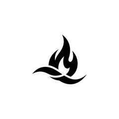 Fototapeta premium Abstract flame emblem black and white symbol isolated on white background