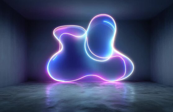 Una forma abstracta luminiscente emerge de la oscuridad, creando una sensaci&oacute;n de misterio y movimiento.