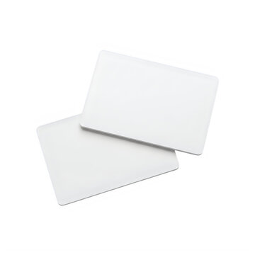 Two blank white cards on a plain background isolated on transparent background