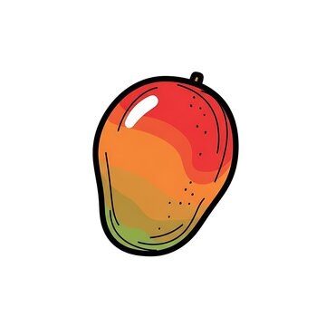 hand-drawn watercolor mango illustration with vibrant gradient colors