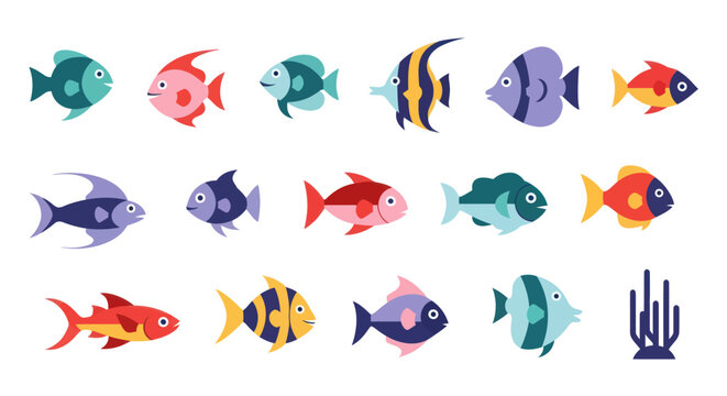 Colorful fish collection illustration