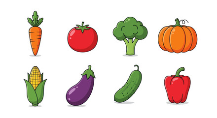 Fototapeta premium Colorful vegetables illustration on white