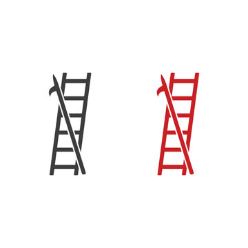 Firefighter ladder and pike pole icon vector illustration