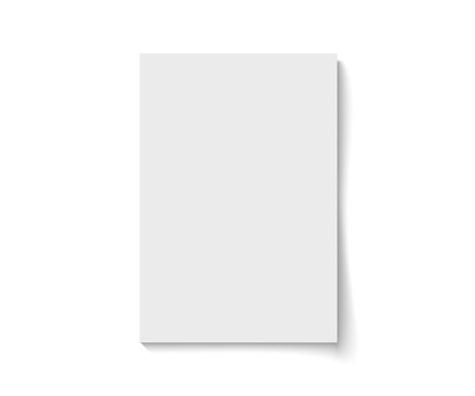 Magazine cover isolated on transparent background, blank brochure mockup, sheet of paper with shadow