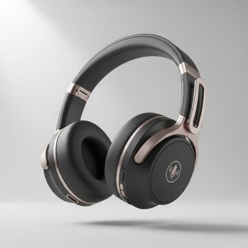 Black and rose gold wireless headphones with microphone