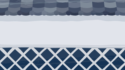 かわいいなまこ壁と瓦屋根の塀の背景イラスト_影あり_暗_16:9 © ふわぷか