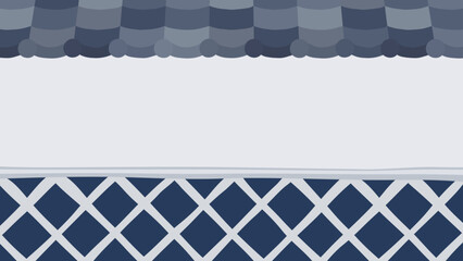 かわいいなまこ壁と瓦屋根の塀の背景イラスト_暗_16:9 © ふわぷか