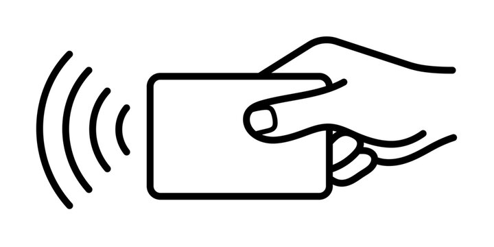 Tap card payment icon. Credit card, and hand tap payment wave logo. Wireless NFC vector icon and contactless payment card