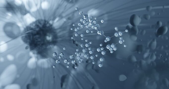 Rilzabrutinib rotating molecular structure, 3d ball-and-stick model, looped video anti-cancer medication
