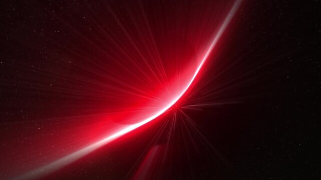 Abstract red glow sphere with rays, science background. Bizzard planet structure in space, 4k