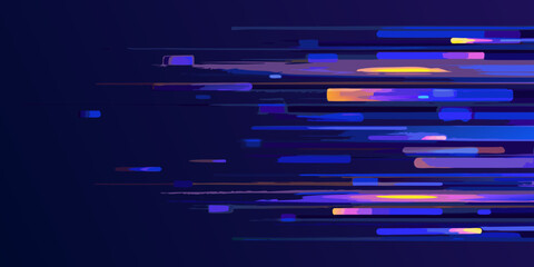 Abstract digital art featuring layered glowing horizontal lines on dark blue © Debashis
