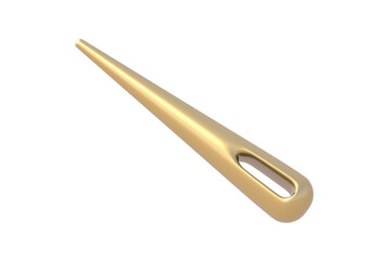 Obraz premium Golden sewing needle isolated on white background. Equipment for atelier. 3d render