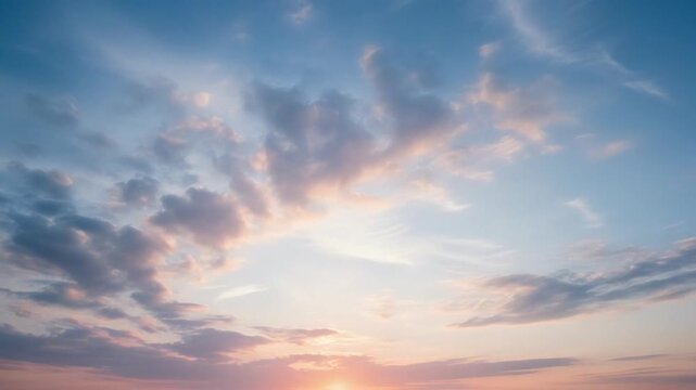 Beautiful sky with clouds at sunset or sunrise.