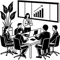 Fototapeta premium Business meeting presentation growth strategy team collaboration office workplace