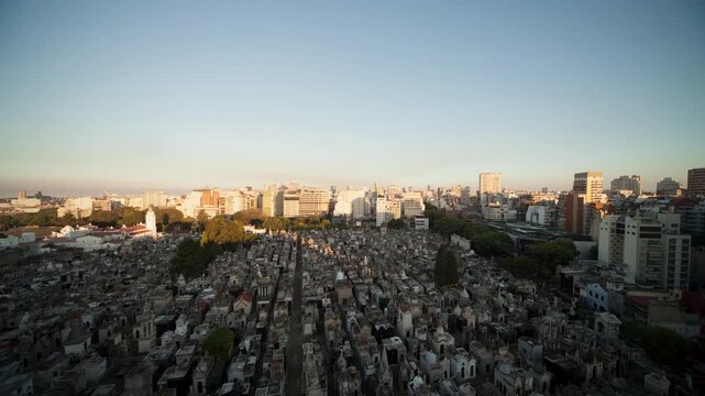 Sunset Timelapse over Recoleta Cemetery with City Skyline &ndash; Golden Hour in Buenos Aires