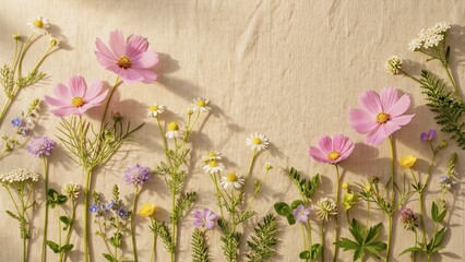 Fototapeta premium spring flowers on wall