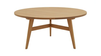 Fototapeta premium Round Oak Wood Coffee Table isolated on a transparent background